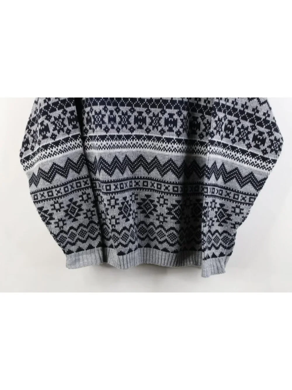 Vintage 90s Streetwear Womens Large Fair Isle Knit Henley Sweater USA Acrylic - Picture 3 of 11